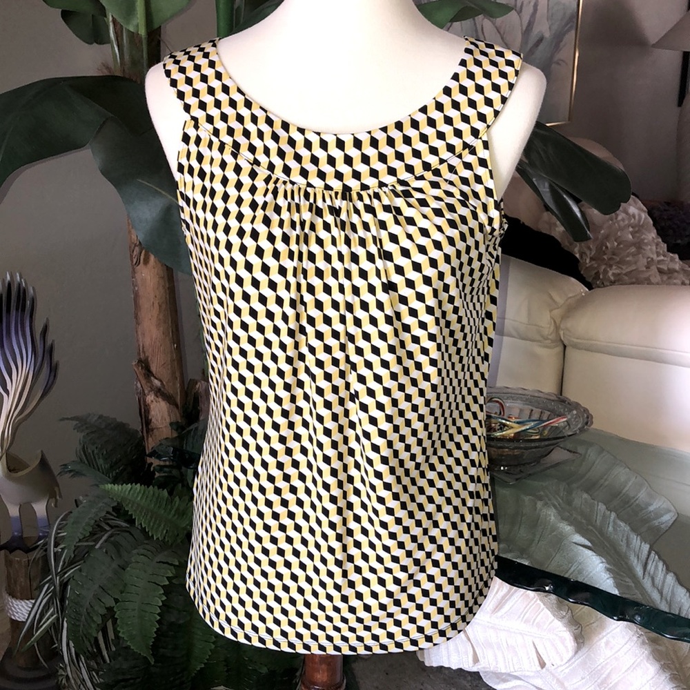SZ M CALVIN KLEIN TOP NWOT YELLOW BLACK  WHITE